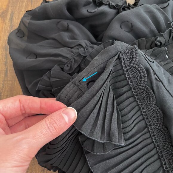 Kate Spade Bakery Dot Devore Dress Layered Ruffles Soft Romantic Size 12 Black - Picture 11 of 16